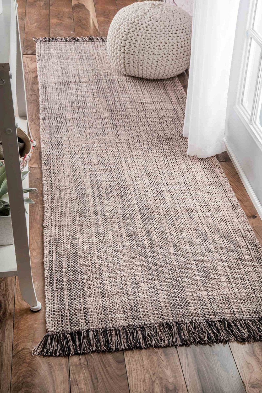 nuLOOM Rugs - Flatweave Tassel Cotton Solid Elke - Beige