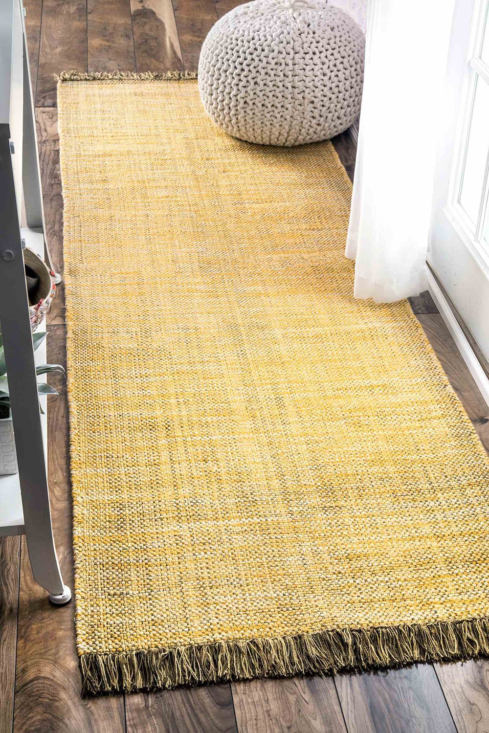 nuLOOM Rugs - Flatweave Tassel Cotton Solid Elke - Yellow