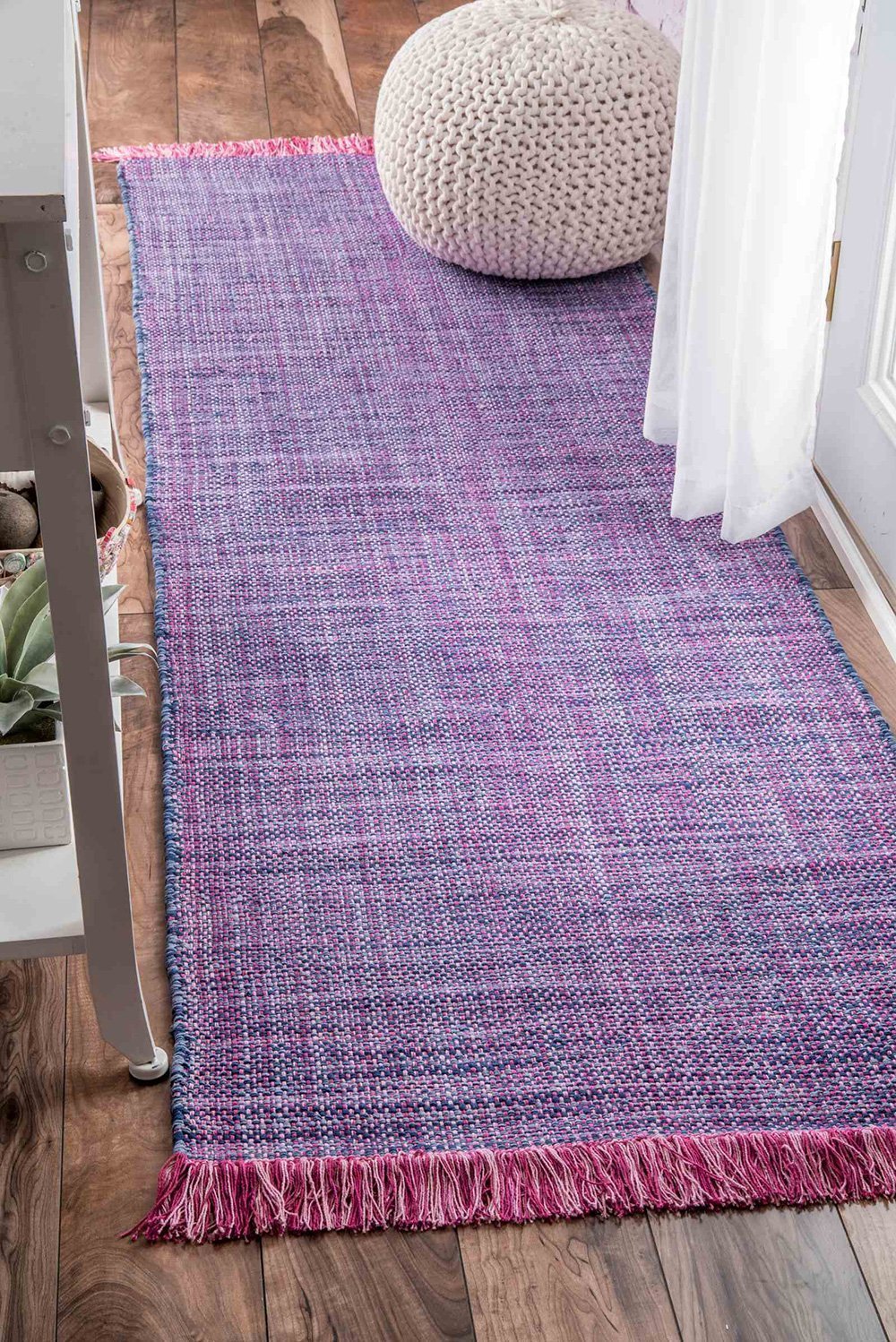 nuLOOM Rugs - Flatweave Tassel Cotton Solid Elke - Purple