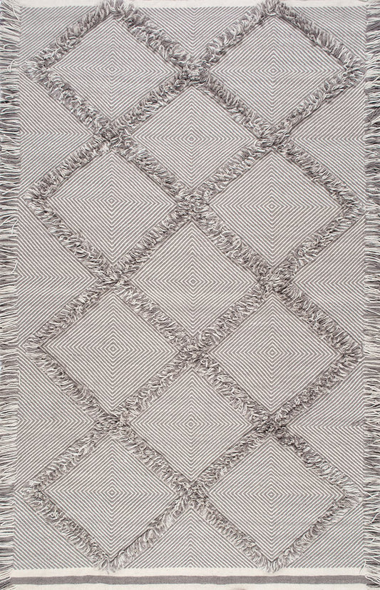 Nuloom Rugs - Devon Diamond Trellis Tassel Shag - Grey