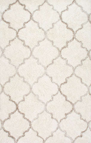 Alfombras nuLOOM - Vanna Trellis Shag marroquí hecha a mano - Crema