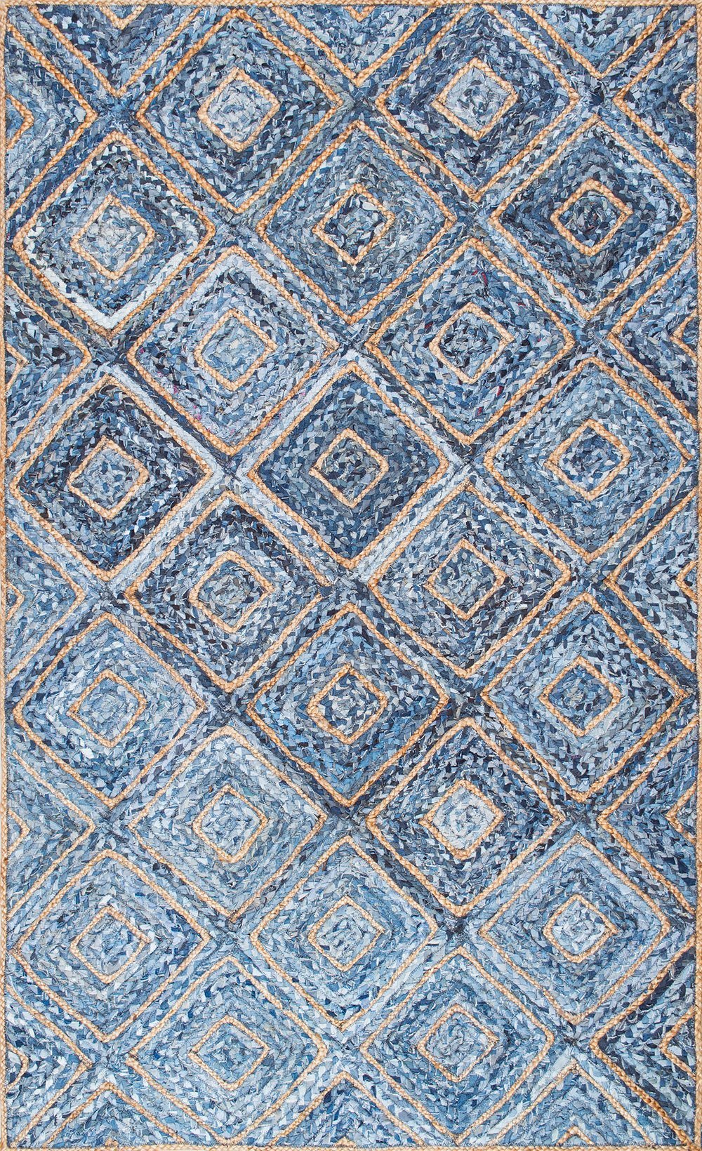 Nuloom Rugs - Hand Braided Diamonds Rima Jute - Blue