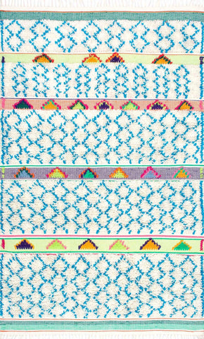 nuLOOM Rugs - Hand Tufted Yelena Trellis Shag - Ivory