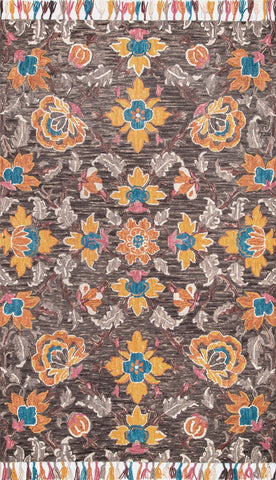 nuLOOM Rugs - Noella Floral Tassel - Brown
