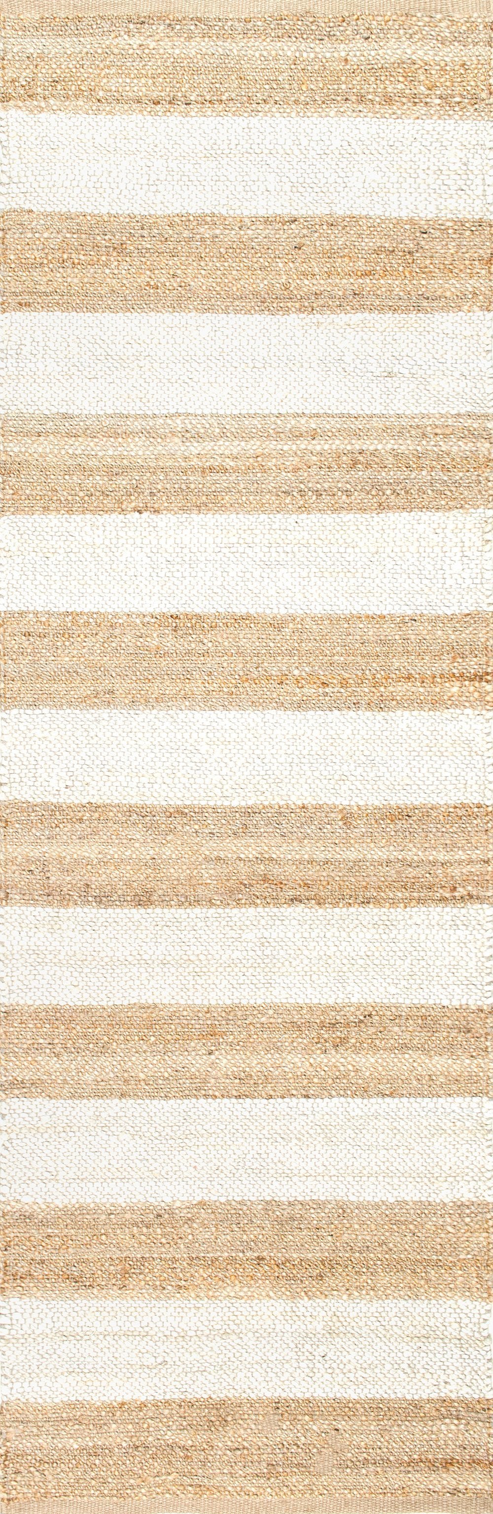 nuLOOM Rugs - Flatweave Alisia Stripes Jute - Bleached