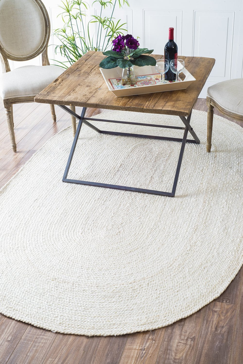 Nuloom Rugs - Hand Woven Rigo Jute Rug - White