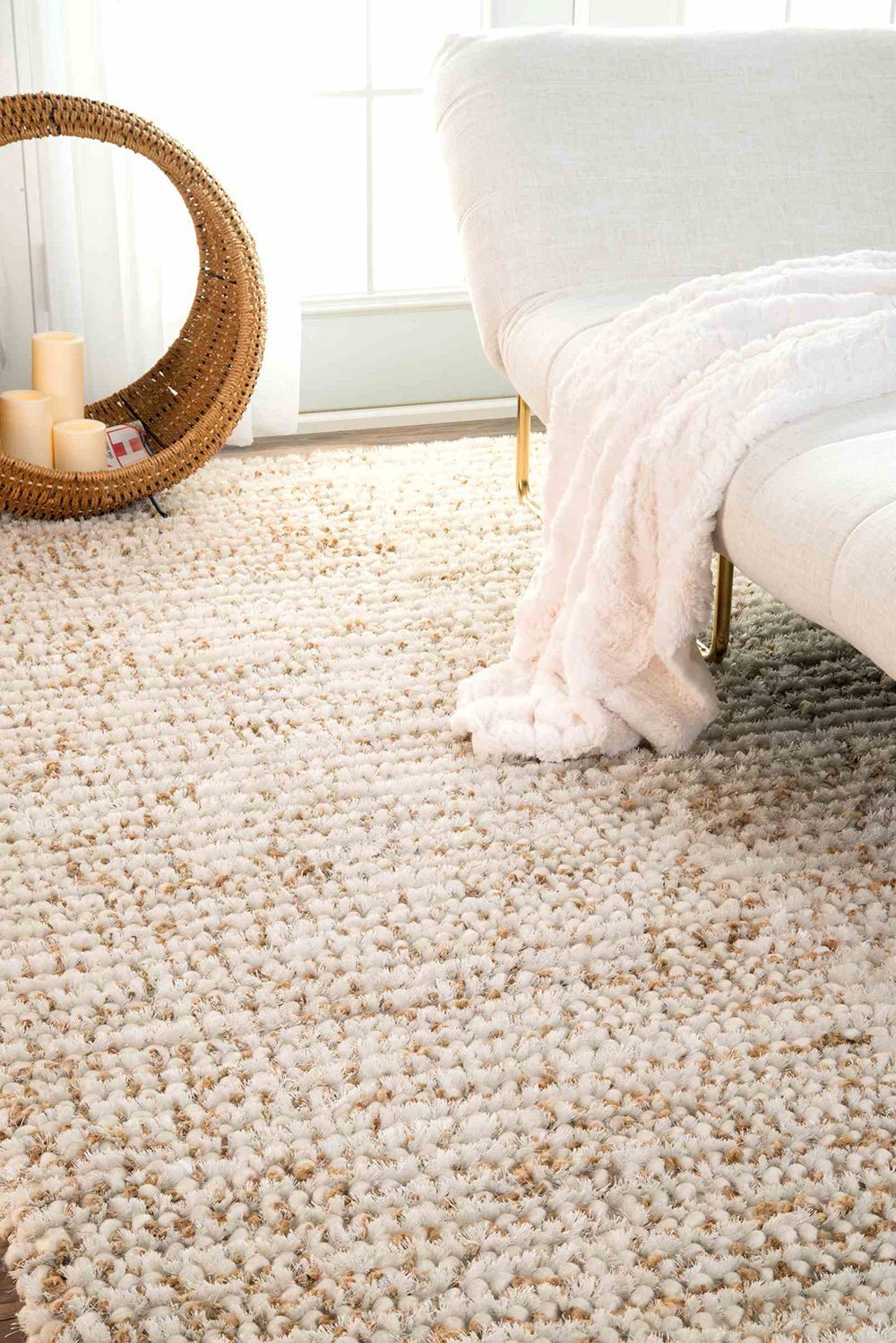 Nuloom Rugs - Hand Hooked Casual Solid Remona Shag - Natural