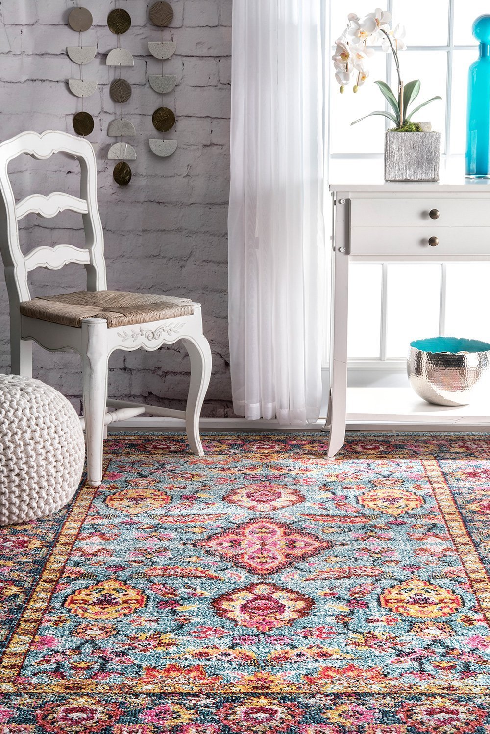 Nuloom Rugs - Floral Persian Lavenia  - Aqua