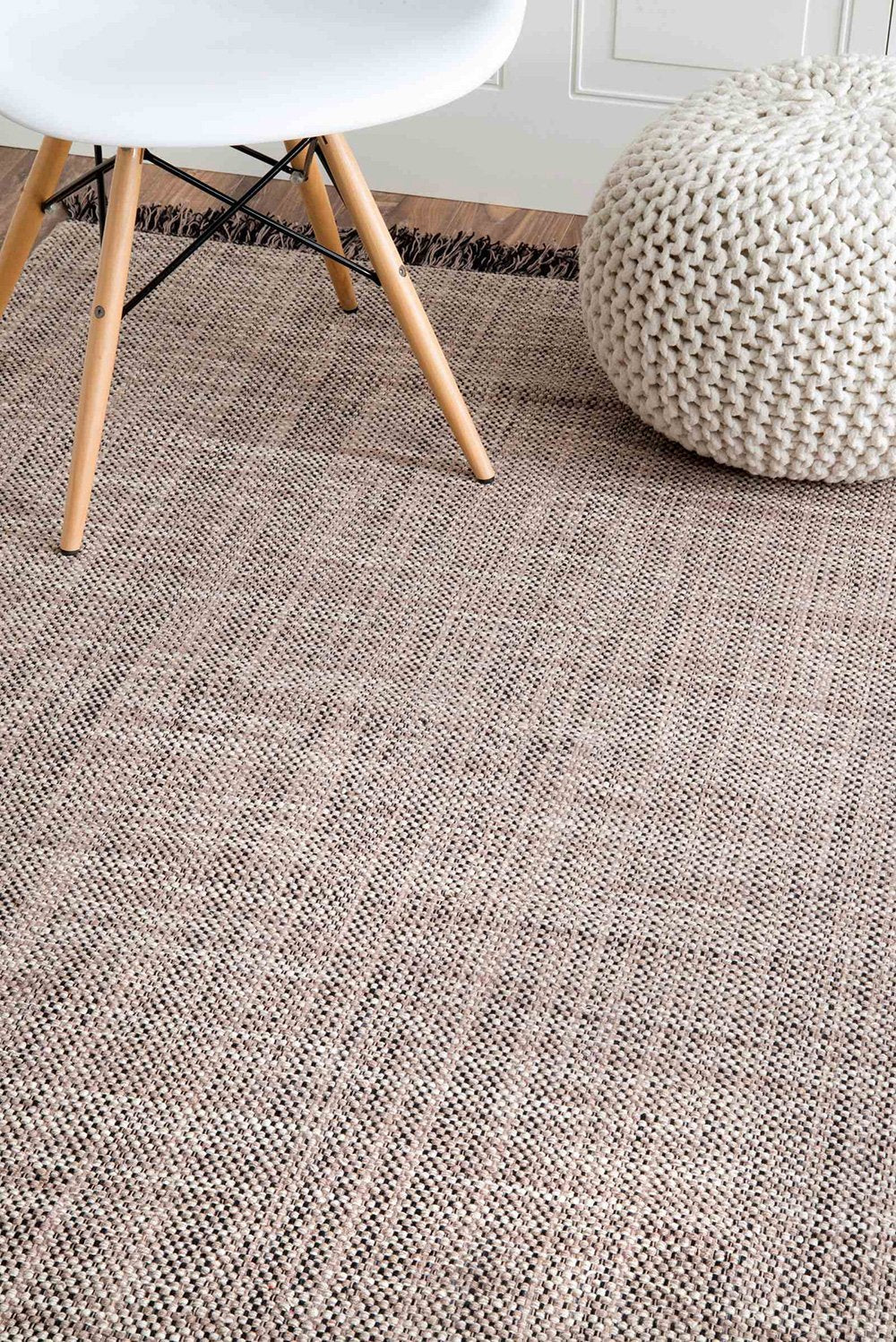 Nuloom Rugs - Flatweave Tassel Cotton Solid Elke  - Beige