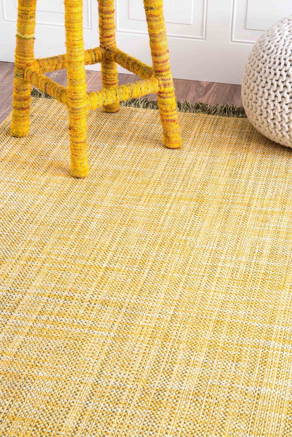 Nuloom Rugs - Flatweave Tassel Cotton Solid Elke  - Yellow