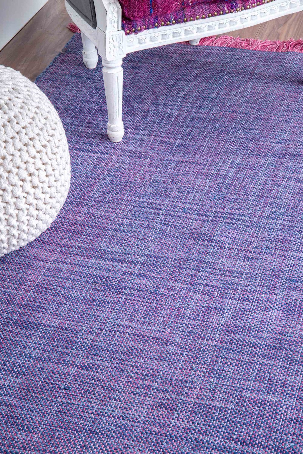 Nuloom Rugs - Flatweave Tassel Cotton Solid Elke  - Purple