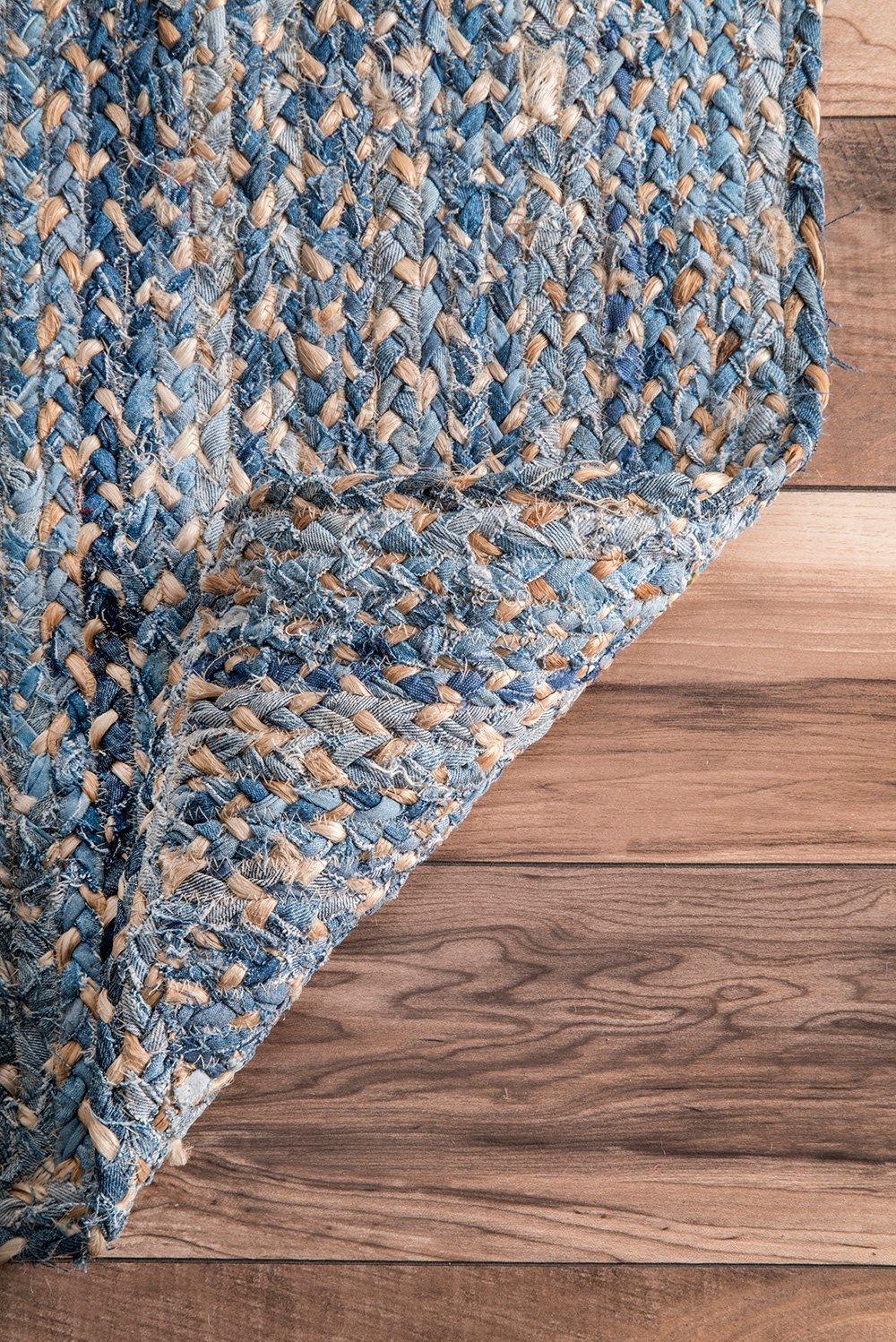 Nuloom Rugs - Hand Braided Otelia Denim And Jute - Blue