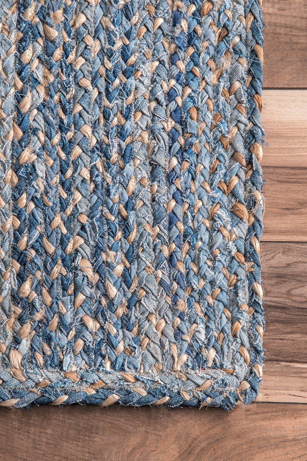 Nuloom Rugs - Hand Braided Otelia Denim And Jute - Blue