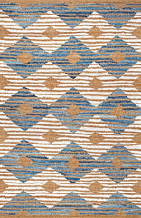 nuLOOM Rugs - Hand Braided Marla Denim And Jute Diamonds - Ivory