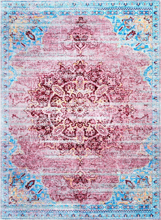 Nuloom Rugs - Vintage Medallion Marin - Cherry Pink