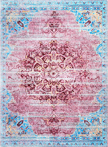 Alfombras nuLOOM - Medallón Marin Vintage - Rosa Cereza