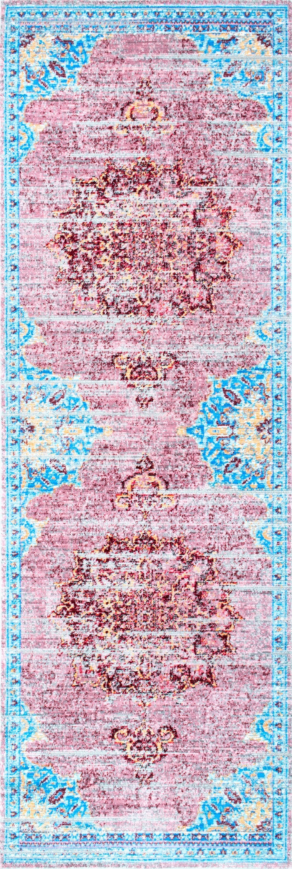 nuLOOM Rugs - Vintage Medallion Marin - Cherry Pink