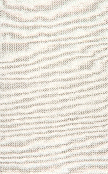 nuLOOM Rugs - Hand Woven Chunky Woolen Cable Rug - White