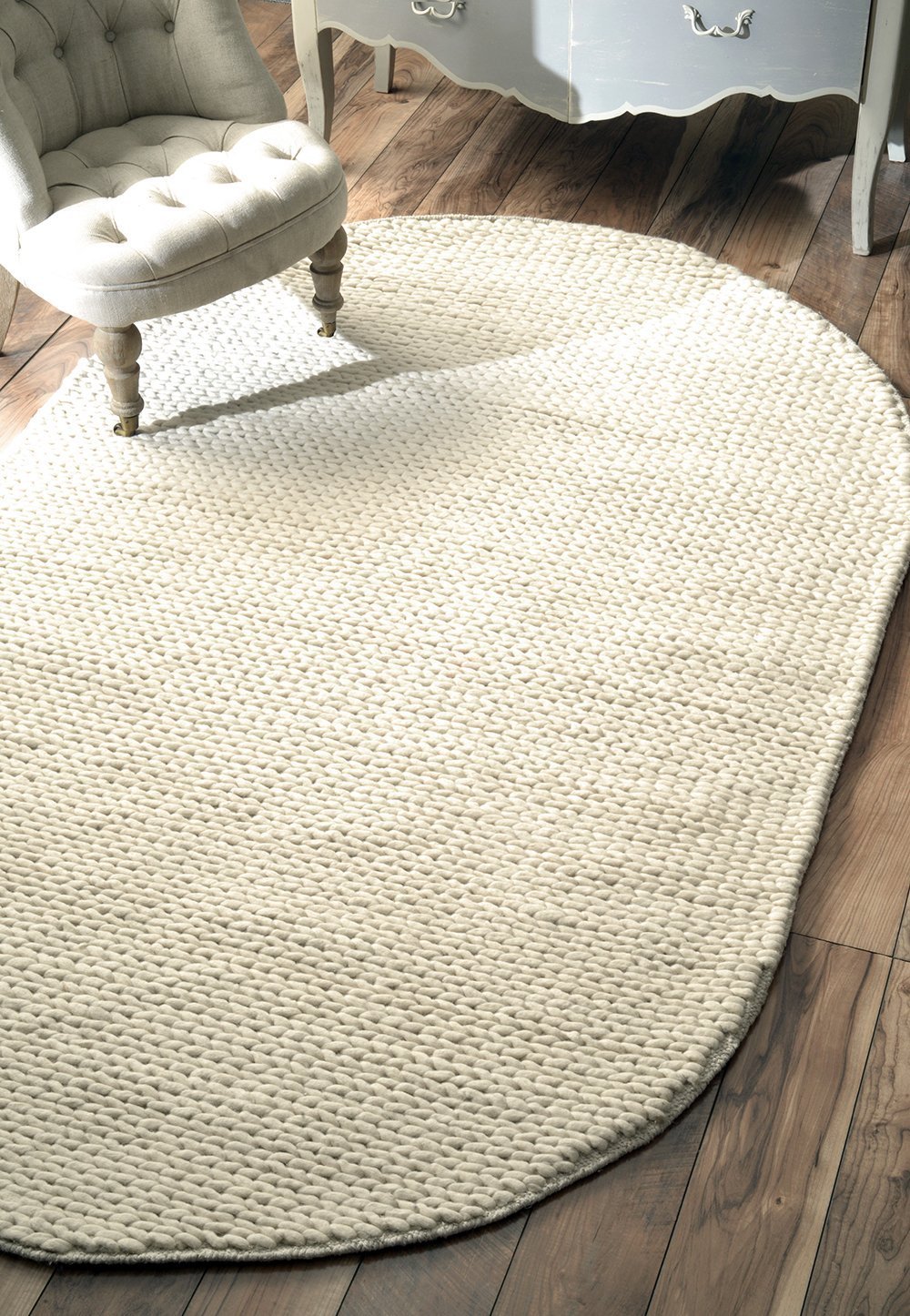 Nuloom Rugs - Hand Woven Chunky Woolen Cable Rug - White