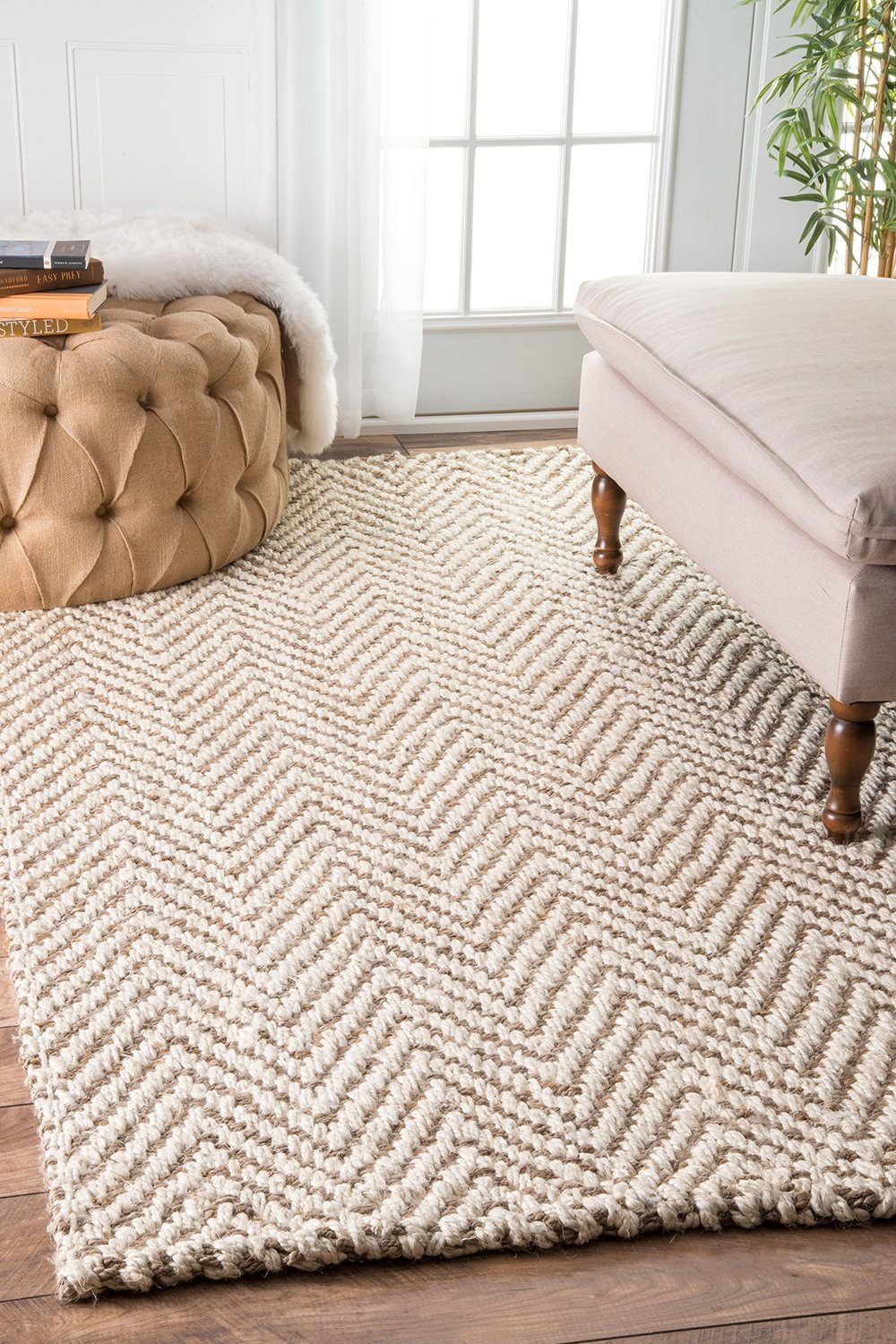 Nuloom Rugs - Vania Chevron Jute - Ivory