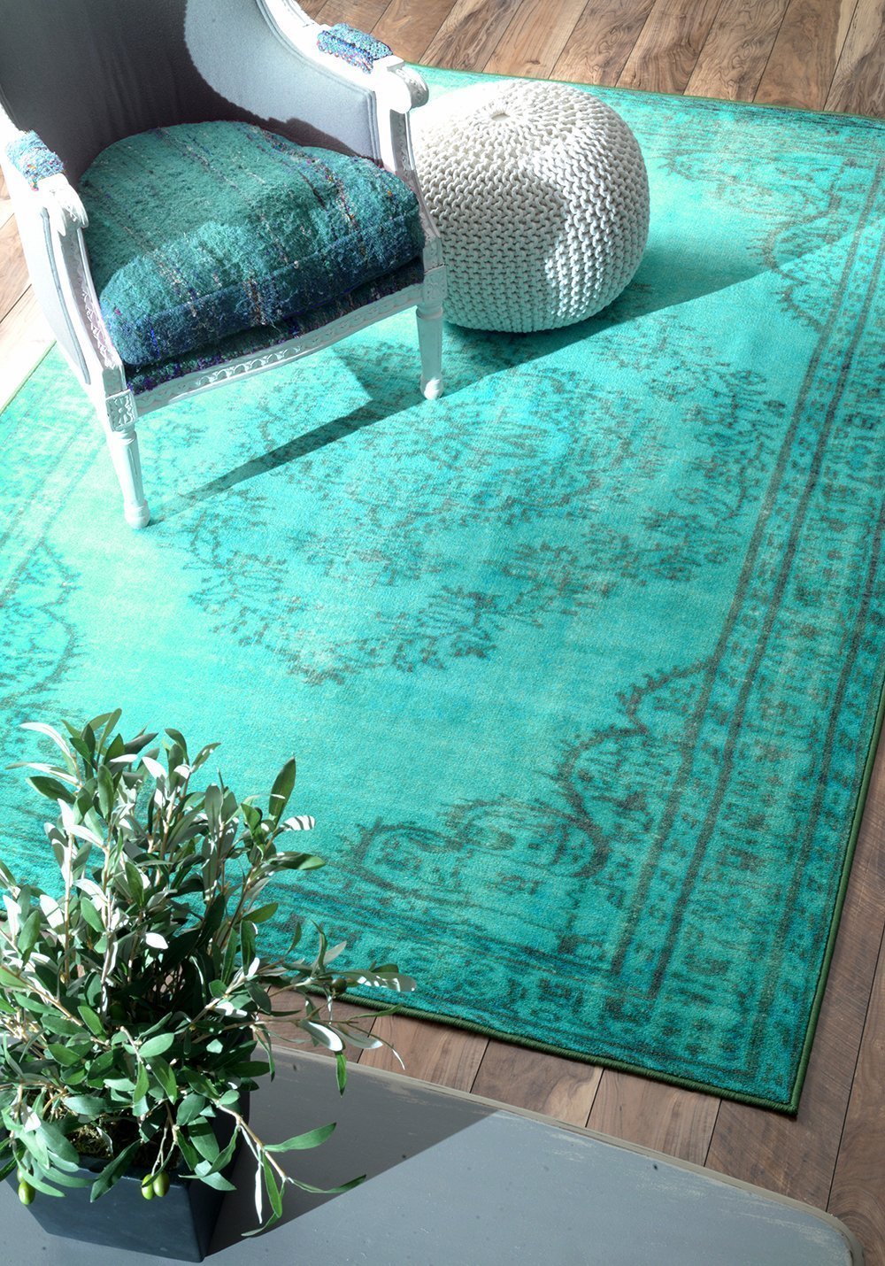 Nuloom Rugs - Machine Made Vintage Inspired Overdyed Rug - Turquoise