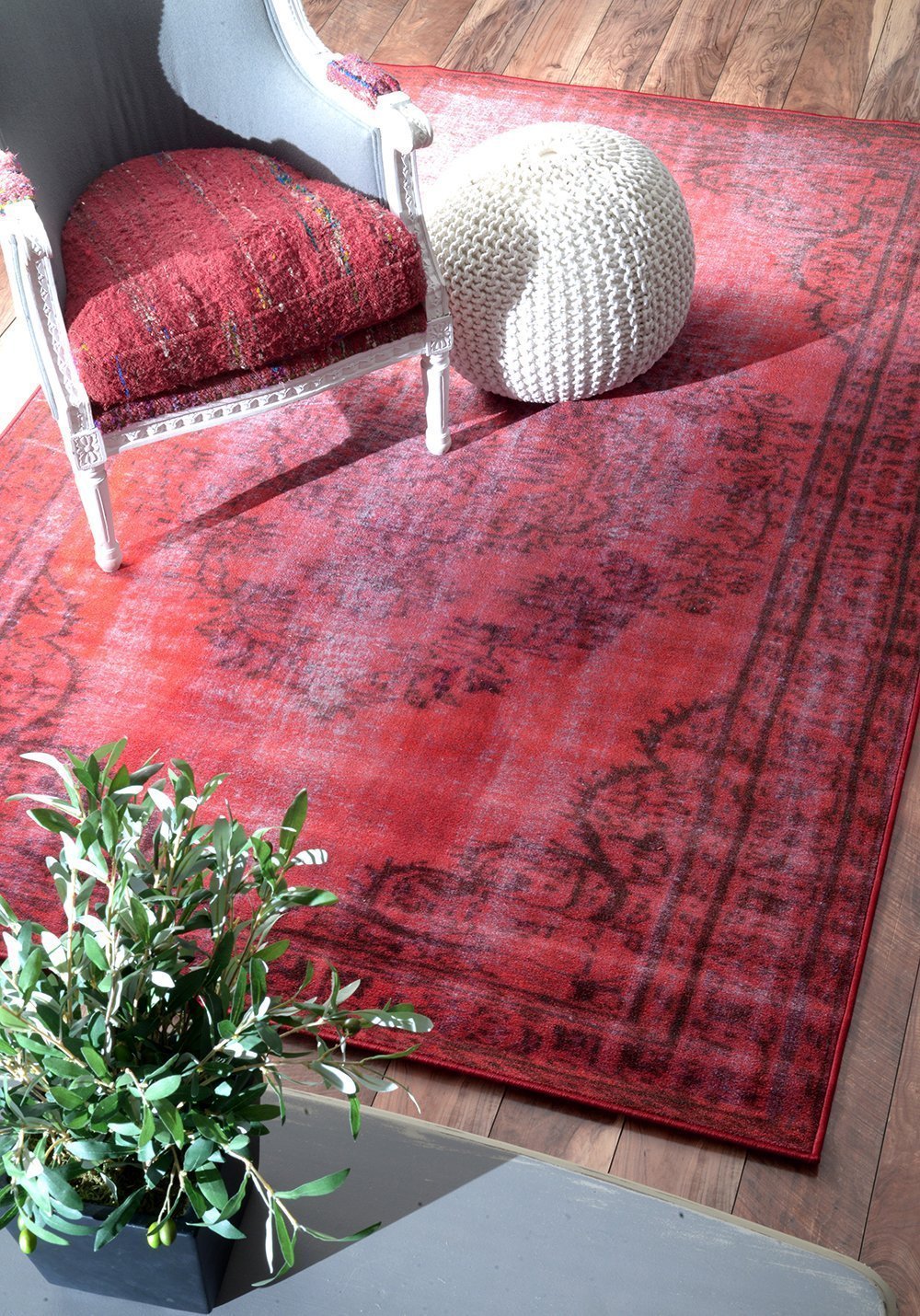 Nuloom Rugs - Machine Made Vintage Inspired Overdyed Rug - Red