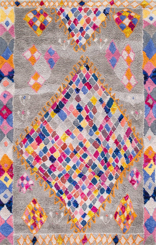 nuLOOM Rugs - Hand Tufted Cleora Diamonds Shaggy - Grey