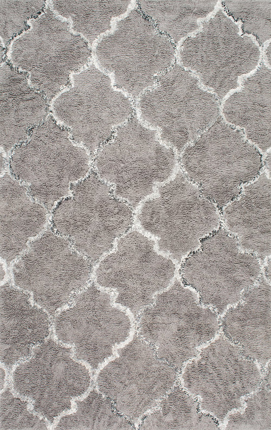 Nuloom Rugs - Handmade Moroccan Vanna Trellis Shag - Grey