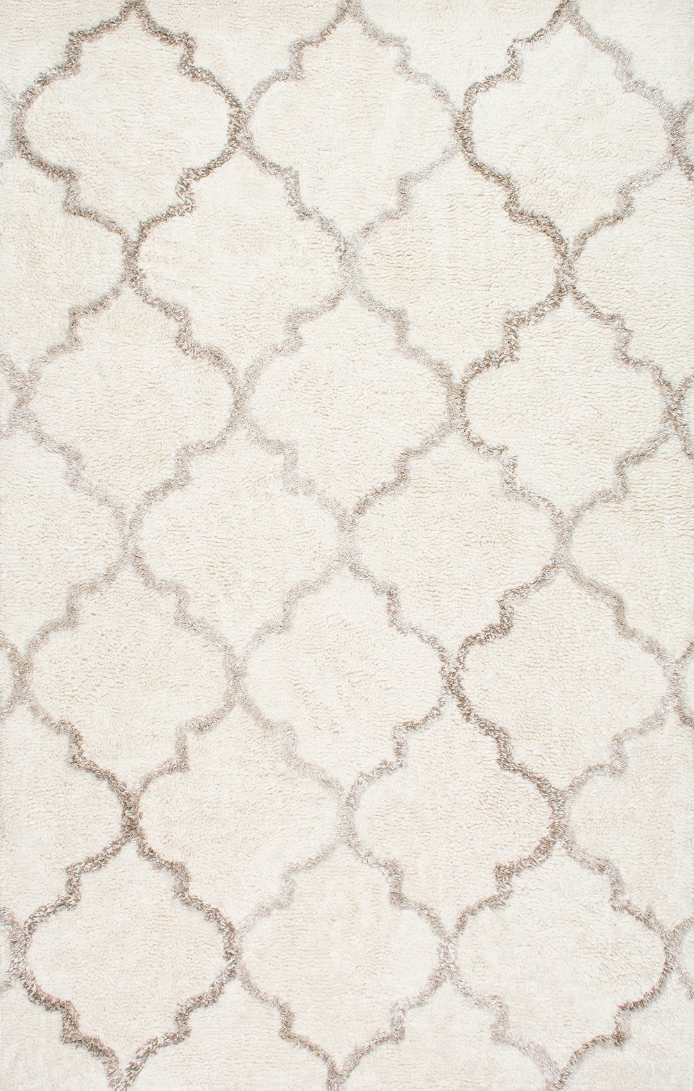 Nuloom Rugs - Handmade Moroccan Vanna Trellis Shag - Cream