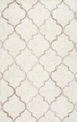 nuLOOM Rugs - Handmade Moroccan Vanna Trellis Shag - Cream
