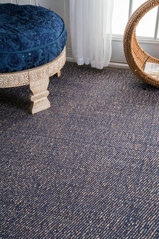 nuLOOM Rugs - Flatweave Solid Tassel Amalia - Blue
