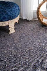 nuLOOM Rugs - Flatweave Solid Tassel Amalia - Blue