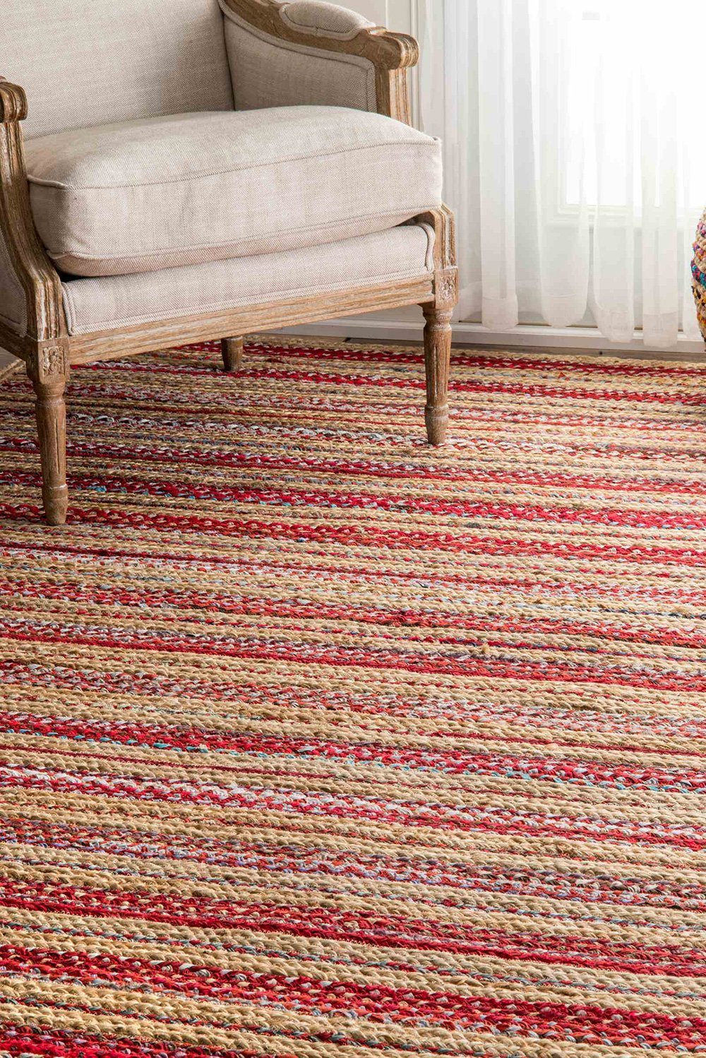 Nuloom Rugs - Taina Braided Stripes - Red