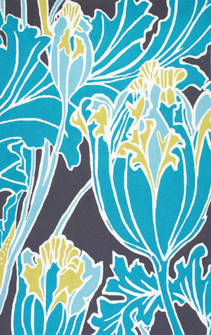 NuLOOM Alfombras - Tulipán con gancho a mano para exteriores Thomas Paul - Azul