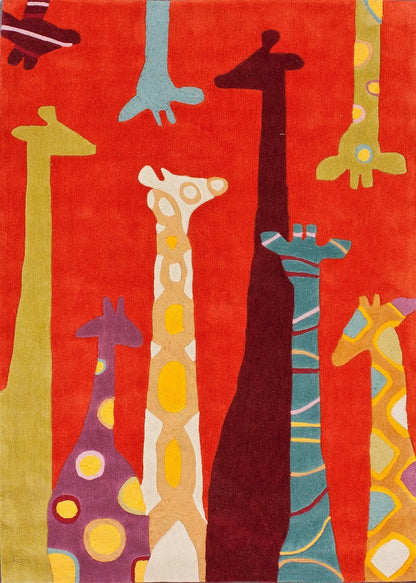 nuLOOM Rugs - Hand Tufted Giraffe - Red