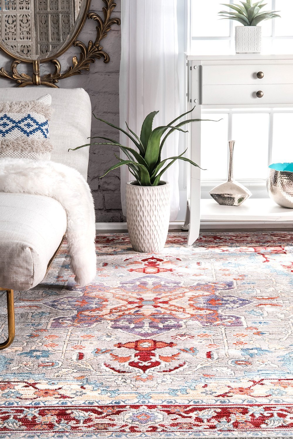 Nuloom Rugs - Persian Medallion Caterina  - Brick