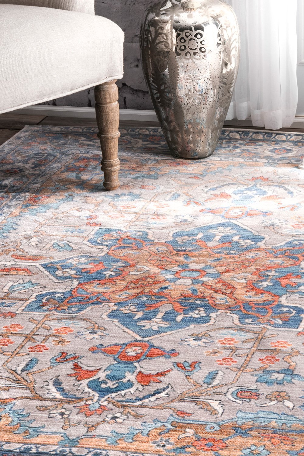 Nuloom Rugs - Persian Medallion Caterina  - Grey