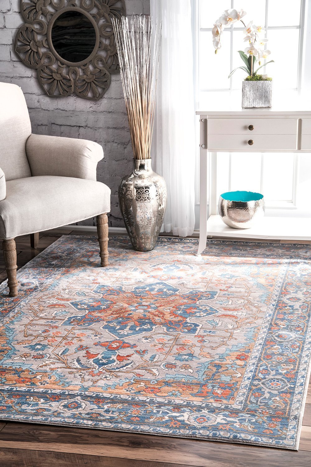 Nuloom Rugs - Persian Medallion Caterina  - Grey