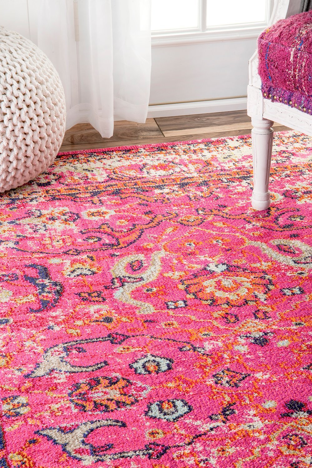 Nuloom Rugs - Distressed Floral Anabel - Pink