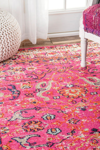nuLOOM Rugs - Distressed Floral Anabel - Pink