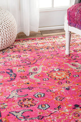 nuLOOM Rugs - Distressed Floral Anabel - Pink