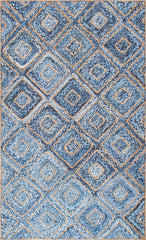 nuLOOM Rugs - Hand Braided Diamonds Rima Jute - Blue
