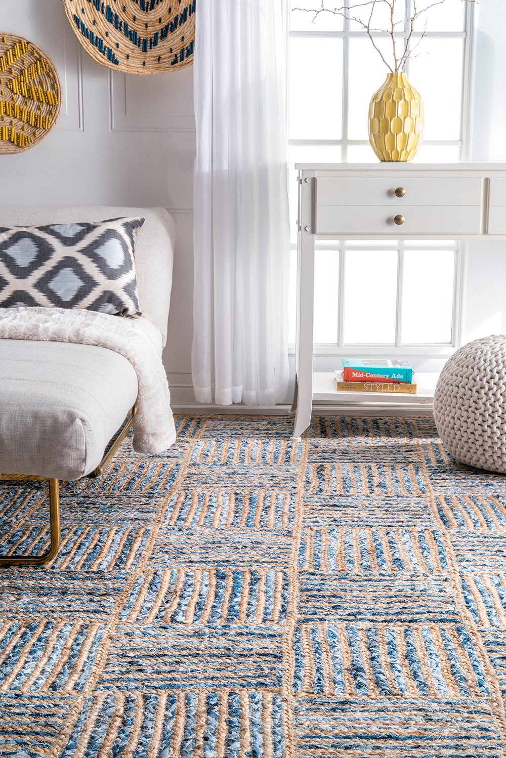 Nuloom Rugs - Hand Braided Elva Jute  - Blue