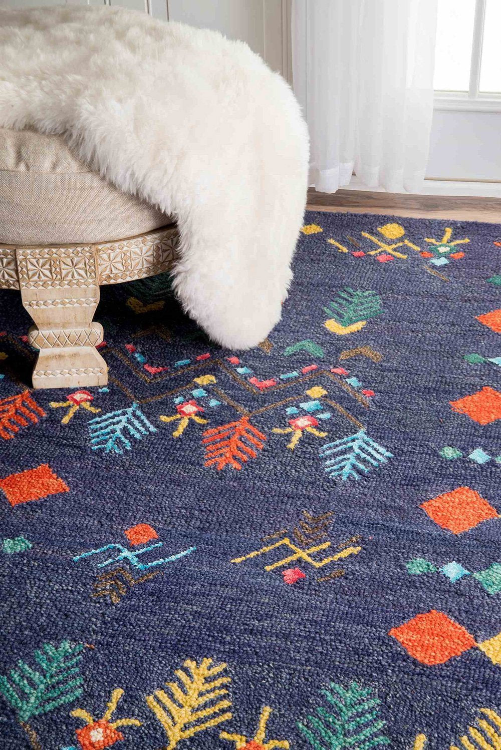 Nuloom Rugs - Hand Tufted Gabbeh Tribal Jannet - Navy