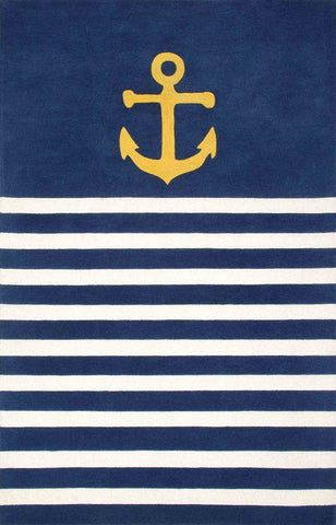 Alfombras nuLOOM - Thomas Paul Hand Tufted Anchor Stripes - Azul marino