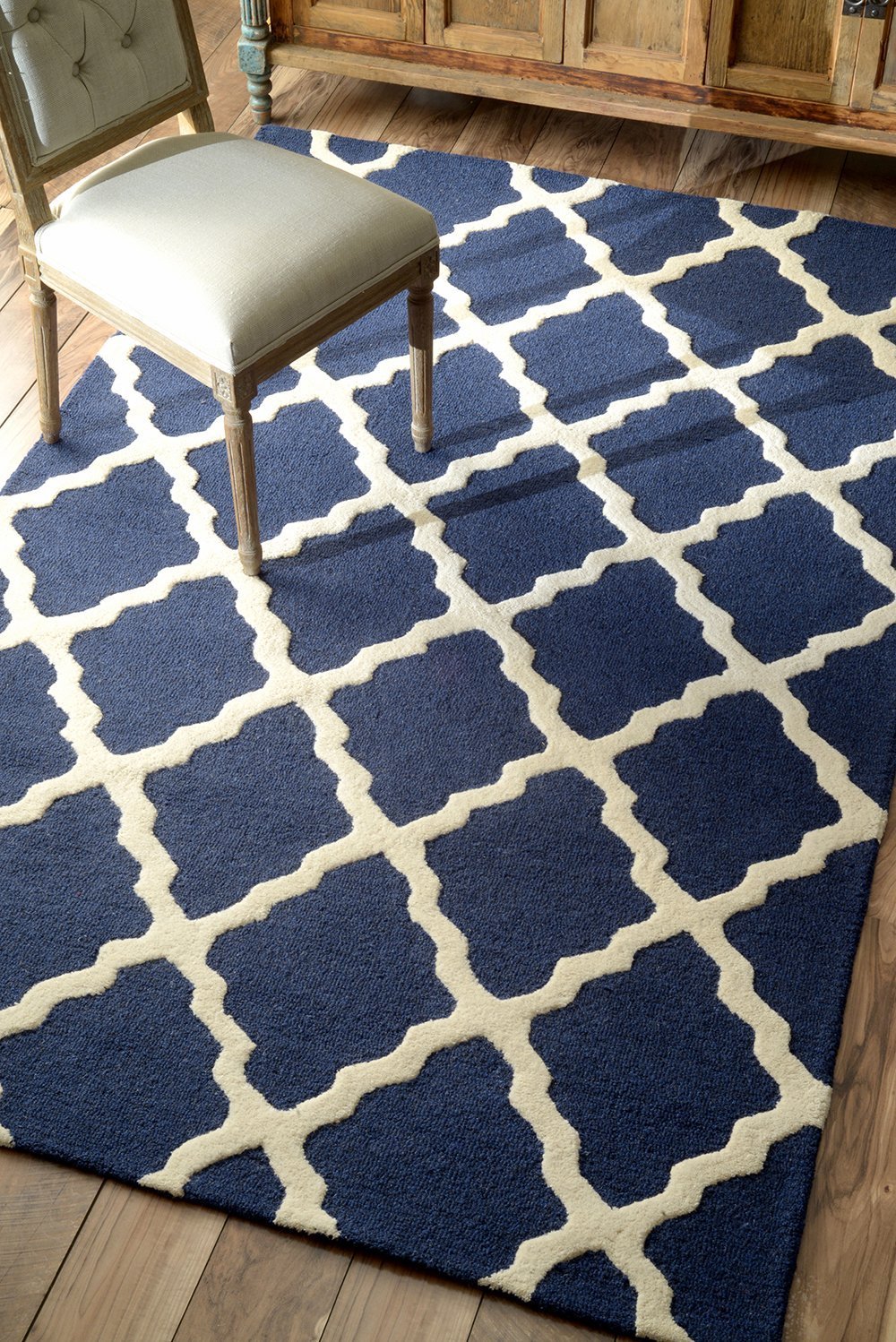 Nuloom Rugs - Hand Hooked Marrakech Trellis - Navy Blue