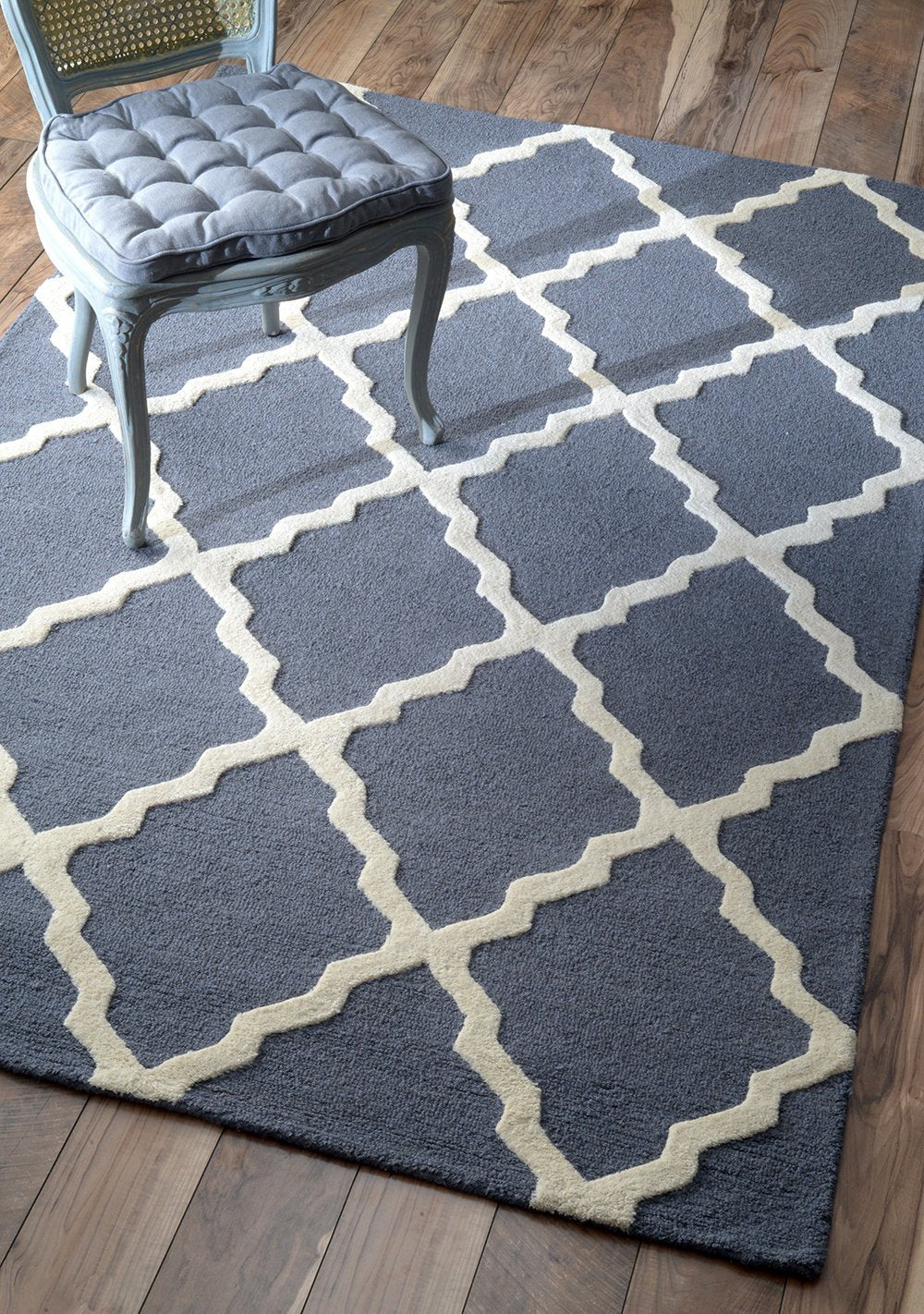 Nuloom Rugs - Hand Hooked Marrakech Trellis - Blue Grey