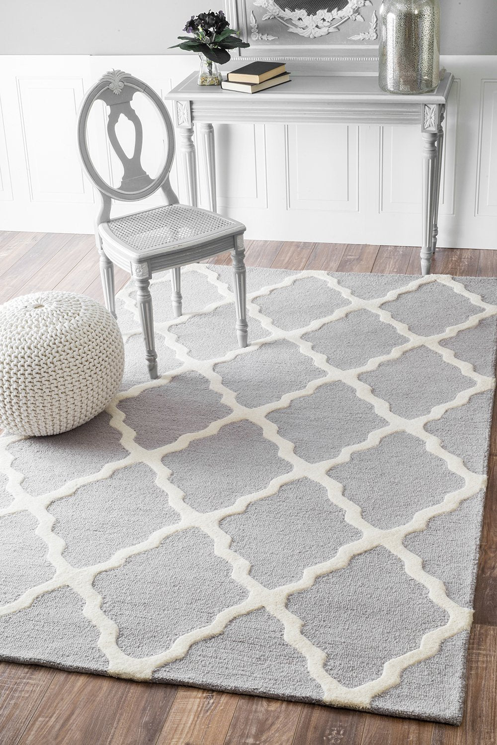 Nuloom Rugs - Hand Hooked Marrakech Trellis - Light Grey