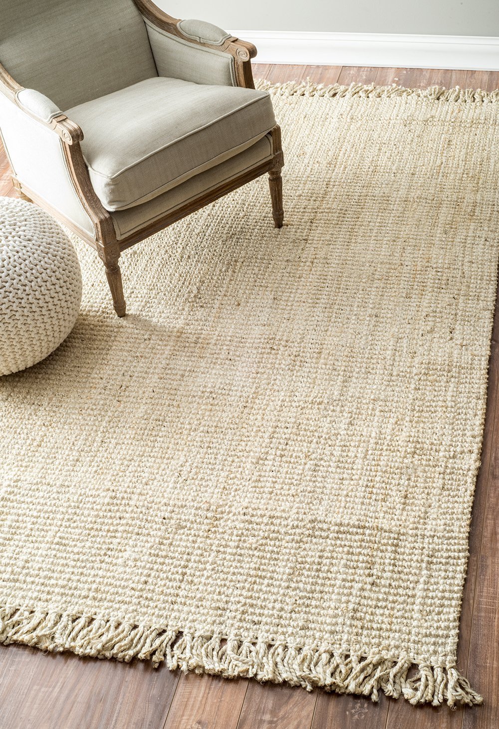 Nuloom Rugs - Hand Woven Chunky Loop Jute - Bleached