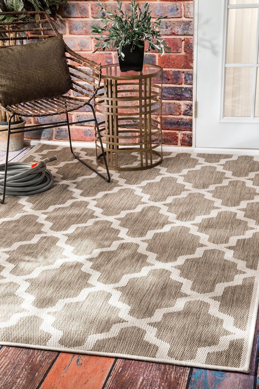 Nuloom Rugs - Machine Made Gina Outdoor Moroccan Trellis - Taupe